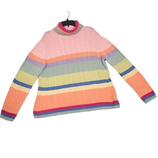 Madison Studio Women's 100% Merino Wool Colorful Stripe Sweater Size XL