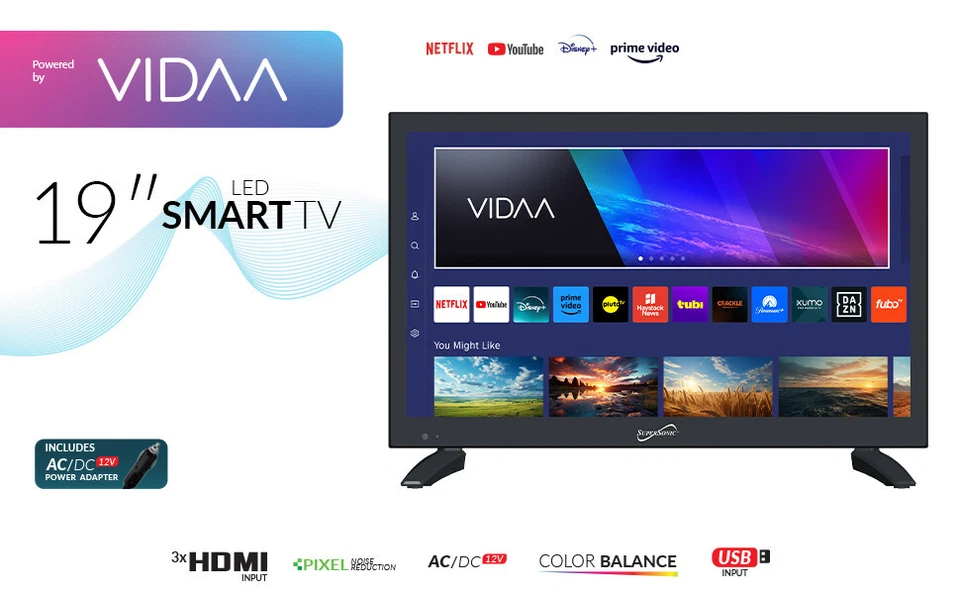 Supersonic 19" VIDAA ACDC Compatible LED Smart TV with Built-In WiFi SC-1920VTV - Image 3 of 4