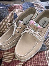 Sperry Girl's Size 3.5M Intrepid Plaid Leather Boat Shoes