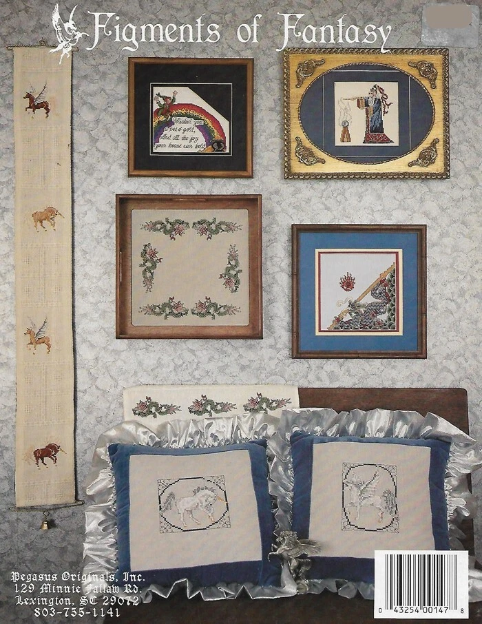 FIGMENTS of FANTASY by Pegasus - 8 Patterns of Unicorns, Dragons, Wizards, c1988 - Image 2 of 2