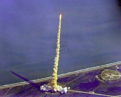 STS-52 Launch Laser Geodynamic Satellite II Space Shuttle Columbia 12X12 PHOTO