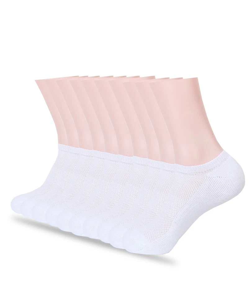 10 pares de calcetines deportivos de corte bajo No Show para hombre y mujer talla 9-11, 10-13 negro blanco Foto 2 de 4