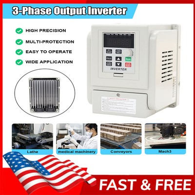 110V 2.2kw VFD Variable Frequency Drive Single to 3 Phase Speed Controller