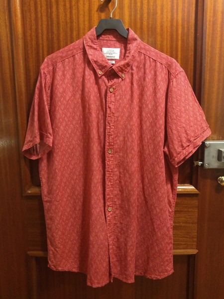 Camisa estampada color salmón de lino para caballero de Springfield, talla XL