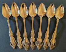 Set of 7 Oneida Community Stainless BRAHMS Serrated Grapefruit Spoons