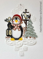 Plauener Spitze ® Fensterbild Pinguin Fensterdekoration Weihnachten Deko Winter