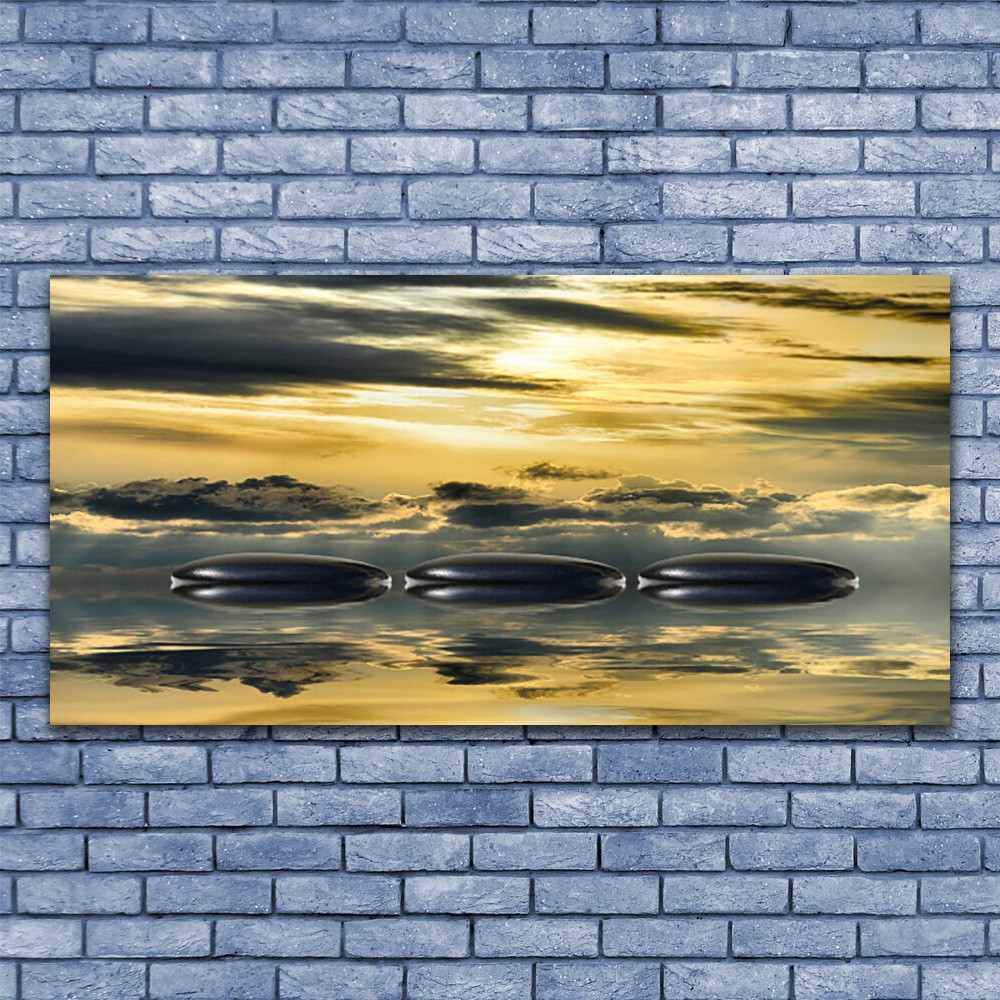 Tableau impression Plexiglas 140x70 Art Pierres Eau en finition brillante luxe