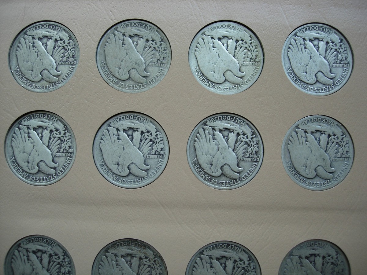 COMPLETE SET 65 DIFFERENT WALKING LIBERTY SILVER HALF DOLLARS