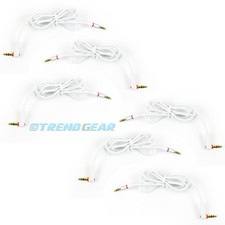 6X 4FT 3.5MM AUX L JACK MALE AUDIO STEREO CABLE WHITE FOR IPHONE 5S 5C IPOD NANO