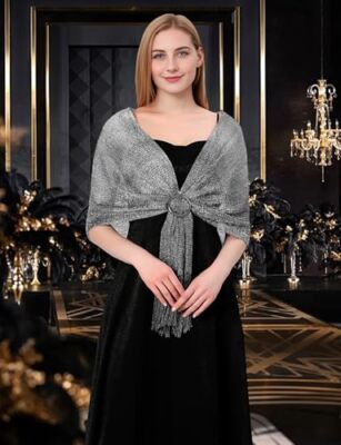 silver shawl for formal dress Shawls and Wraps Evening Dresses, B. Dark Grey (With Dark Grey Buckle) silver shawl for wedding guest