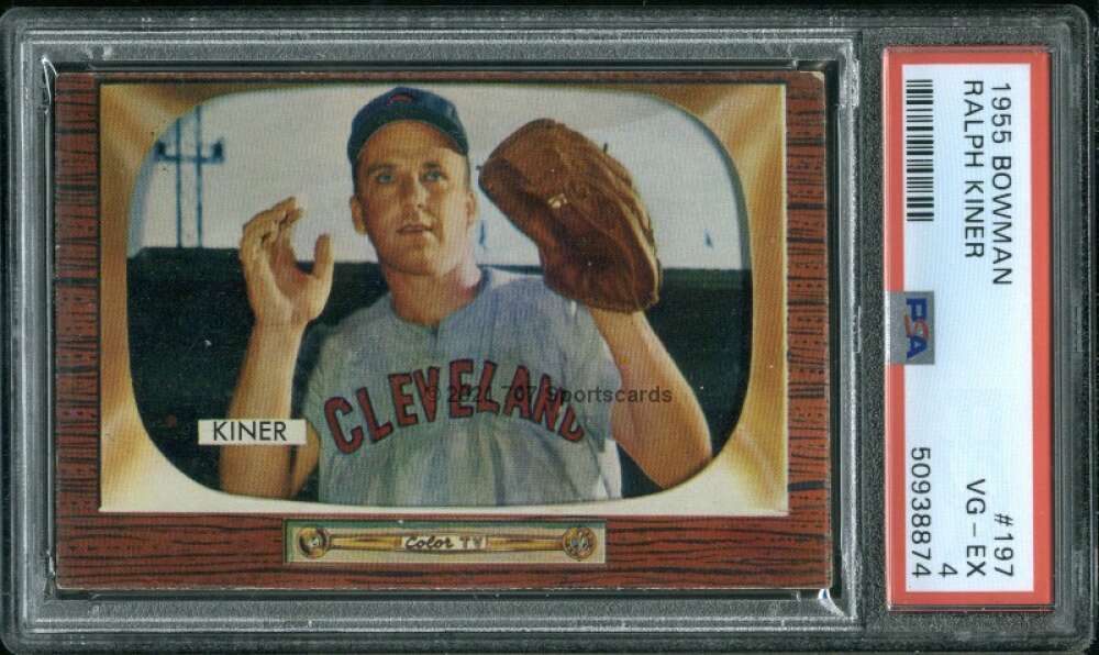 1955 Bowman #197 Ralph Kiner PSA 4 Indians  (8874)