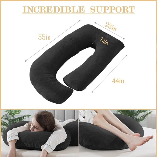 Pregnancy Pillows Sleeping, J Shaped Full Body Maternity Pillow, Women (Black) - Picture 4 of 6
