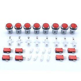 8 Pcs 30mm Arcade Chrome Plated 12V Illuminated LED Push Buttons MAME JAMMA Game
