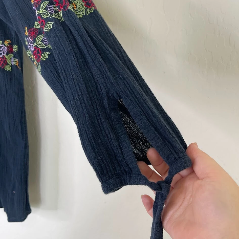 Blusa campesina Carolina Colours para mujer 3X talla grande 24 bordada floral algodón Foto 4 de 4