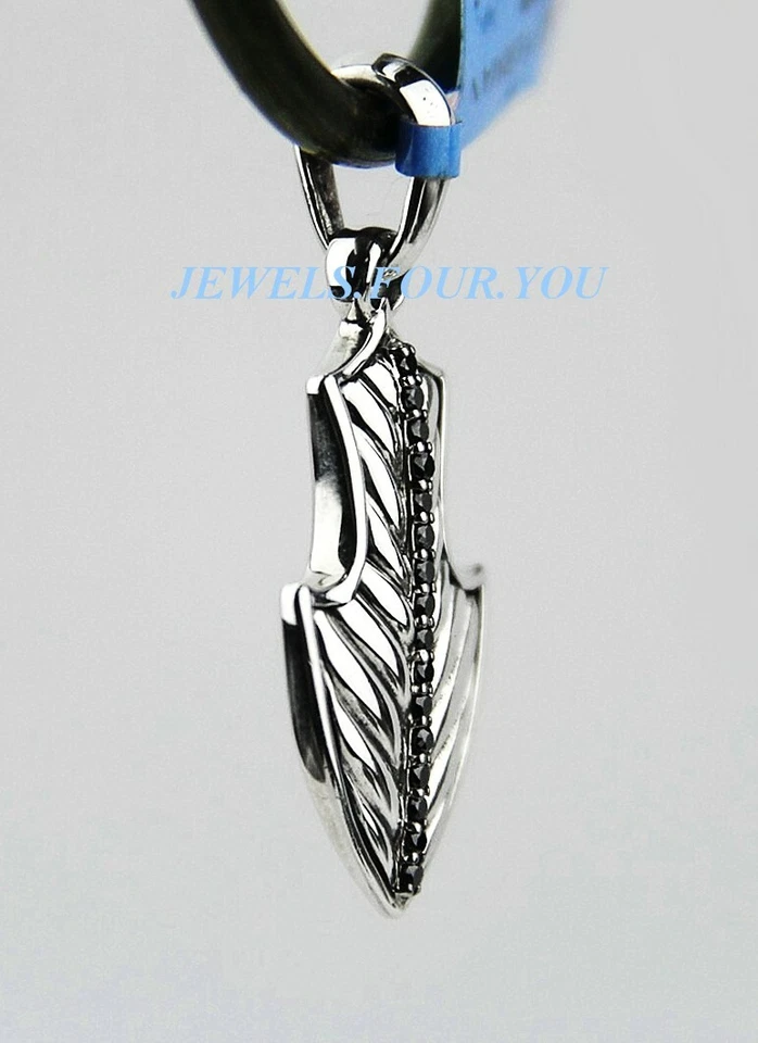 DAVID YURMAN GORGEOUS ST.SILVER BLACK DIAMONDS 0.2 CHEVRON ARROWHEAD PENDANT 301 - Image 2 of 4