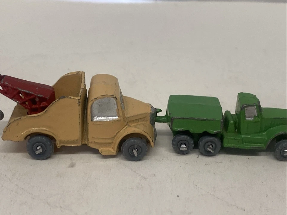 Винтажный чугунный эвакуатор Bedford со спичечный коробок и платформа Япония - Изображение 3 из 4