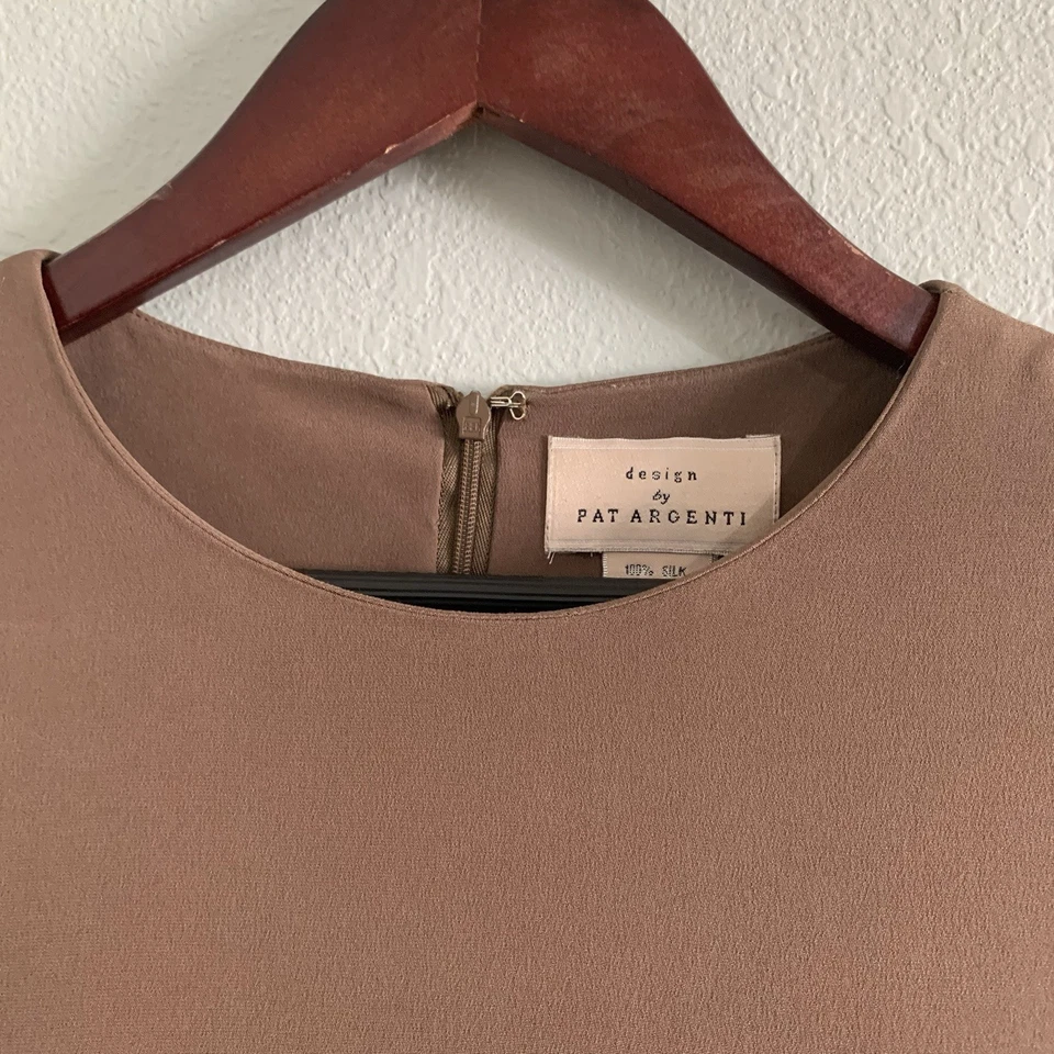 Платье-футляр Pat Argenti 100% шелк цветной блок размер 8 с длинным рукавом минималистская работа - Изображение 3 из 4