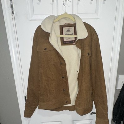 Hawke & Co Sherpa Lined Trucker Jacket Brown Button Front Men's Size L
