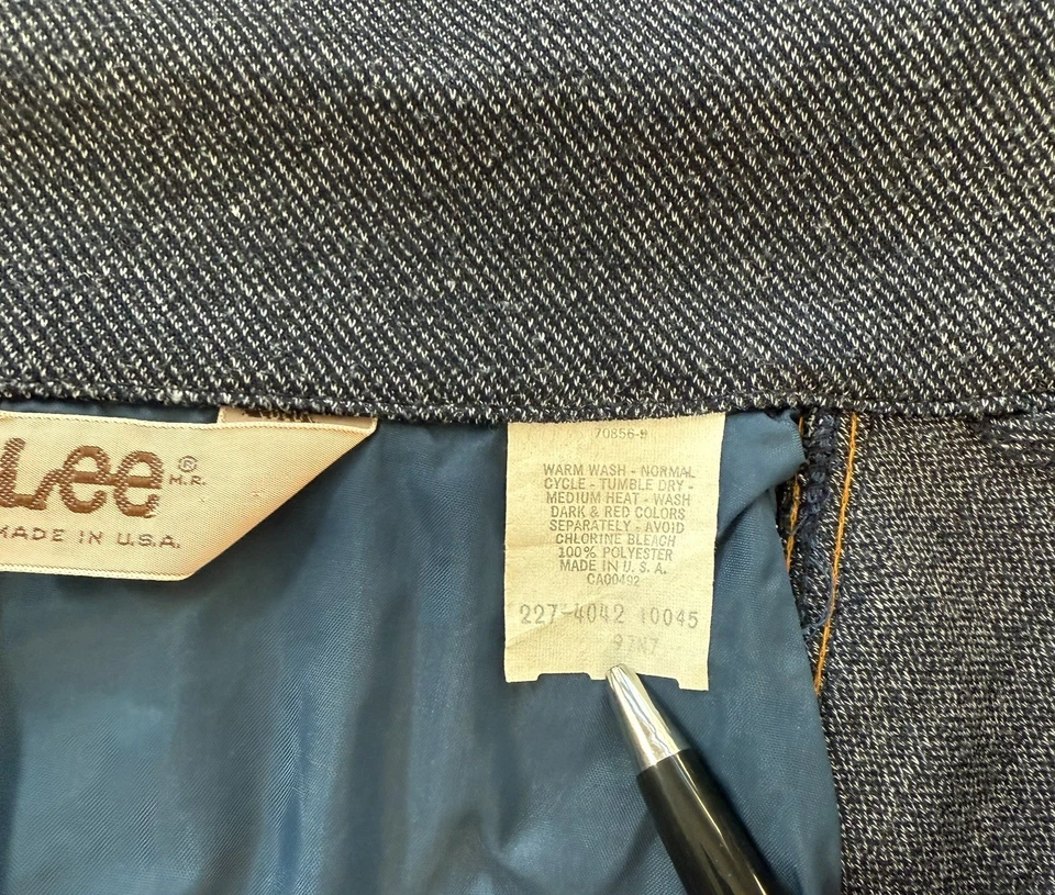 De Colección Lee 1970 Deadstock EE. UU. Camisa Chaqueta Pequeña Poliéster Denim Disco Western Foto 4 de 4