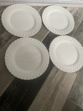 4X JOHNSON BROTHERS REGENCY SNOWHITE SWIRL 9.75" DINNER  PLATES EX. COND
