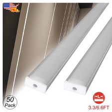50 Pack 1M 2M LED Strip Aluminum Channel Holder U Shape Silver With Milky Cover