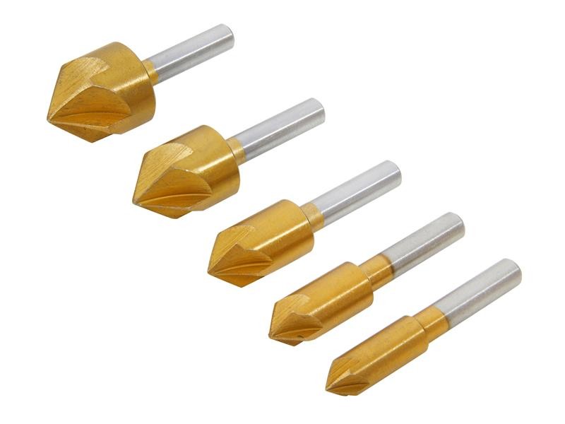 BlueSpot Tools HSS Titanium Countersink Bit Set - 5 Piece
