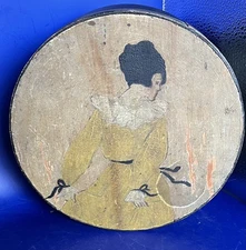 Unique Pantry Box With Hand Painted Lady Looking Back