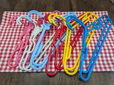 LOT/12 different 12"long CHILDREN Plastic Hangers w/bright colors  white PREOWN