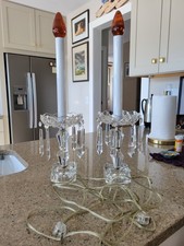 2, Mantle,CRYSTAL  CANDELABRA , waterford Cups .  20" tall 