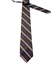 Tie, Mays Of Michigan Blue Silk w/Striped Grey Red White Necktie USA