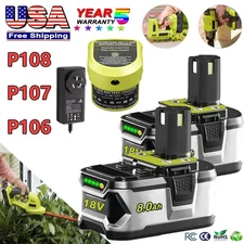 1-4X P108 For RYOBI 8.0Ah High Capacity 18 Volt Li-Ion One Plus Battery/ Charger