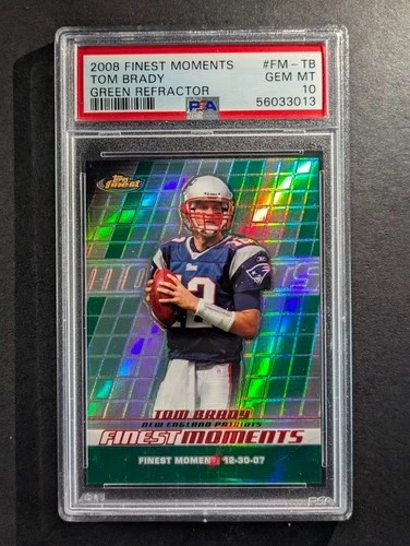 2008 Topps Finest TOM BRADY 144/199 Green Refractor #FM-TB PSA 10 POP 8