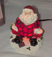 VTG Elements 7" Santa Tiffany Style Stained Glass Lamp Christmas Holiday Decor