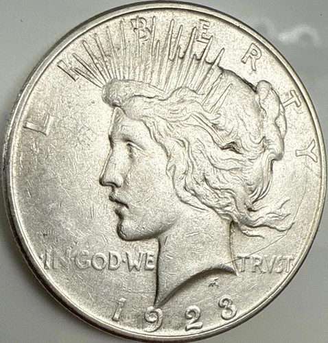 1923-D AU Silver Peace Dollar Extra Fine excellent condition protective capsule!