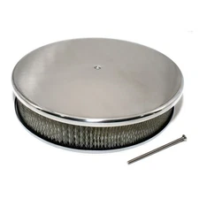 14" x 3" Smooth Polished Aluminum Top Round Air Cleaner Assembly Kit w/ Element