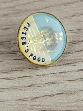 Anstecknadeln Pins Werbepins Pete's Food aus Metall mit bedrucktem Dekor