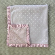 Cloud Island Pink White Polka Dots Baby Security Blanket Big Lovey Square