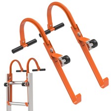 2 Pack Heavy Duty Ladder Roof Hook with Wheel Rubber Grip T-Bar for Damage