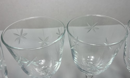 Vtg Libbey Candlelight Etched Large Wine Glasses Goblets MCM Starburst Set of 6 - Picture 6 of 7