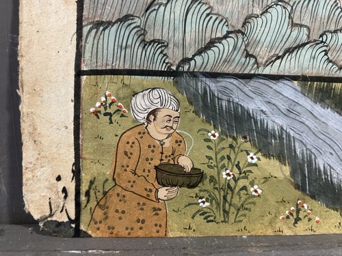 Ancienne gouache Indo-moghol XIXe : partie de chasse au tigre de l'Empereur - Photo 4/14