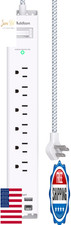 Addtam 2ft Surge Protector Power Strip 6-Outlet 4-USB 2 USB-C Flat Plug White