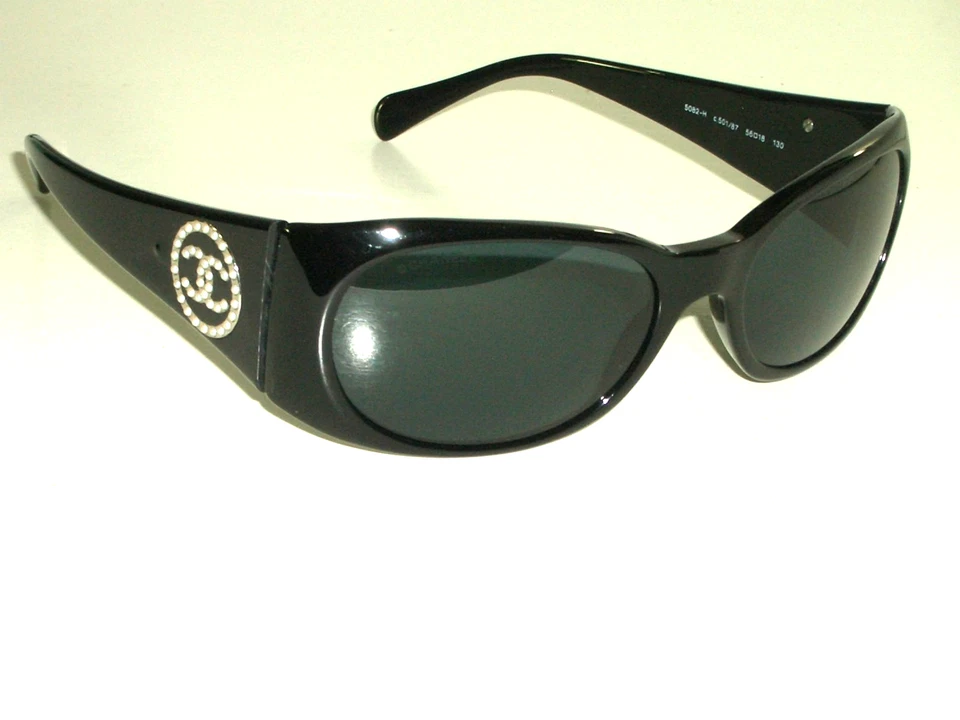 56[]18 CHANEL ITALY 5082-H c.501/87 130 BLUEISH GRAY TONE BLACK WRAP SUNGLASSES - Image 2 of 4