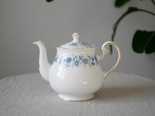Colclough Braganza Teapot, Blue Floral Bone China, Vintage English Tea Pot