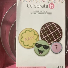 Celebrate It Cookie Cutters 4 Circles Metal 5.25” 4.25” 3.25” 2-7/8”	NIP