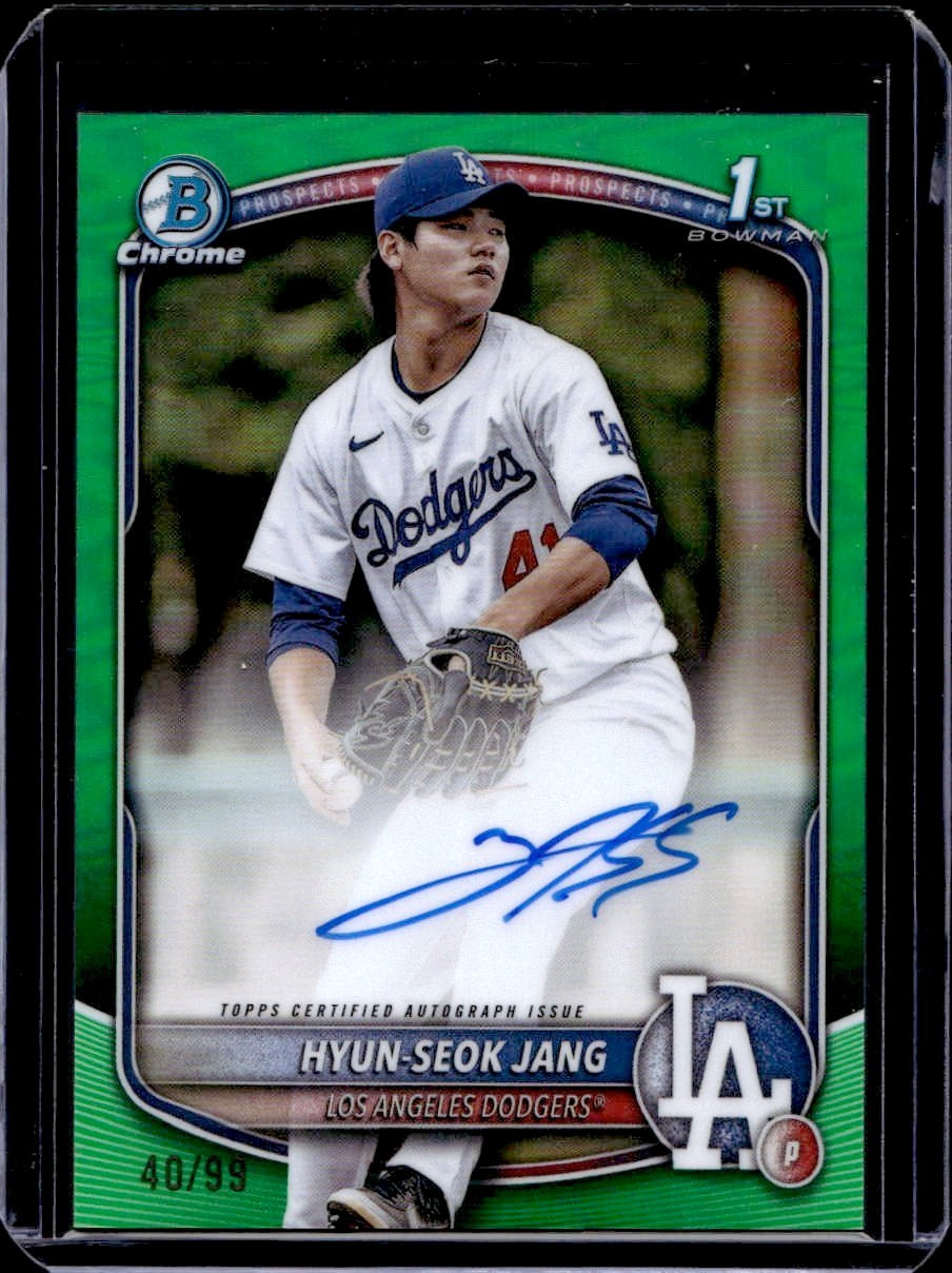 Hyun-Seok Jang 2025 Bowman Chrome 1st Prospect AUTO Green Refractor #D 40/99