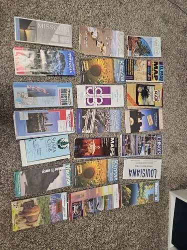 Vintage Map Lot California Louisiana Kansas Washington DC Texas San Diego El Pas - product listing photo