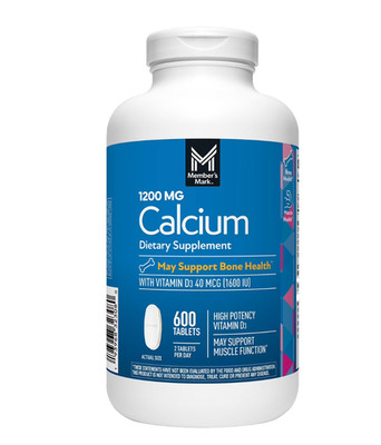 Member's Mark Calcium 1200mg + Vitamin D3 600 Tablets Bone & Muscle Health