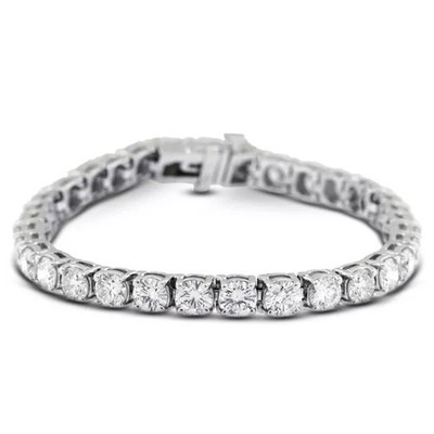 Tennis Armband klassisch massiv 14K Weißgold 30 Karat rund natürlicher Diamant F SI2