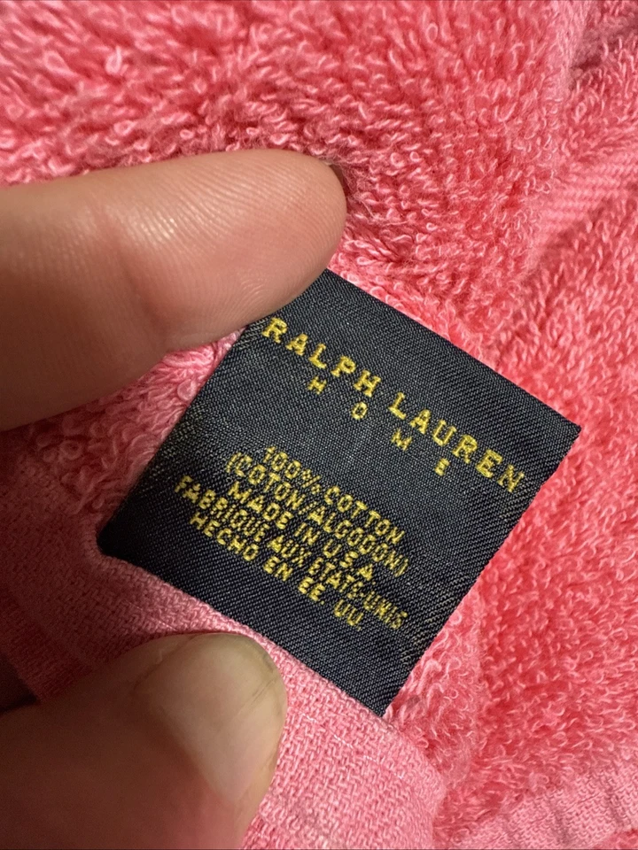 2 toallas de baño y mano rosa para el hogar Ralph Lauren de colección con logotipo blanco POLO PONY hechas en EE. UU. Foto 3 de 4