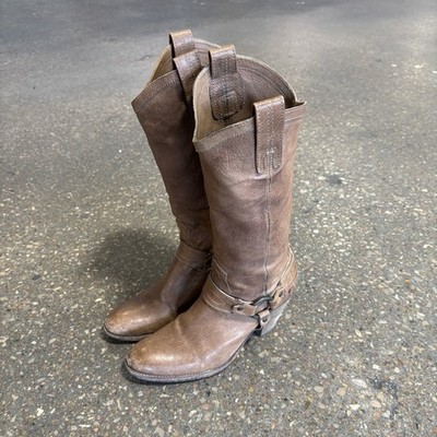 Frye Taylor Harness #77465 Brown Leather Western Heel Boot Women Size 9.5B